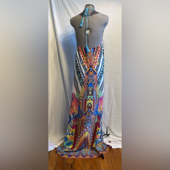 Colorful art deco maxi halter dress - Picture 7 of 9
